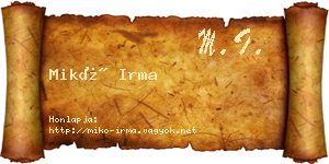 Mikó Irma névjegykártya