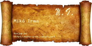 Mikó Irma névjegykártya